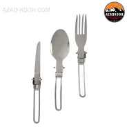 ست قاشق،چنگال و چاقو تاشو فلزی پک دار مشکی