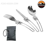 ست قاشق،چنگال و چاقو تاشو فلزی پک دار مشکی